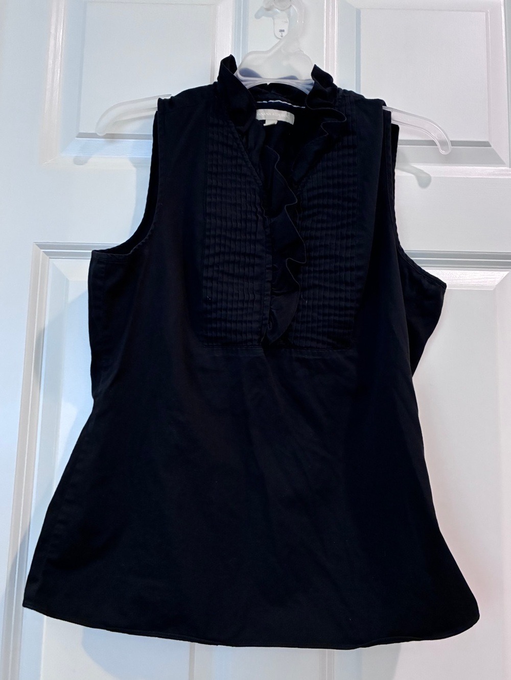 Banana Republic Black Sleeveless Ruffle-Front Camisole